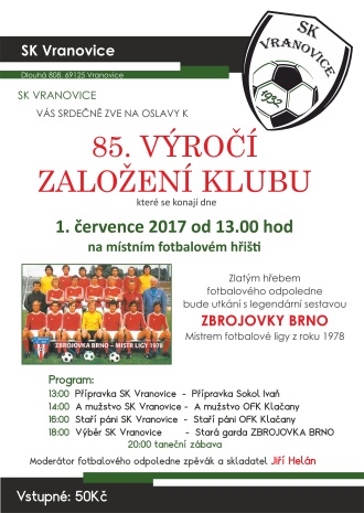 Výročí fotbalu SK Vranovice