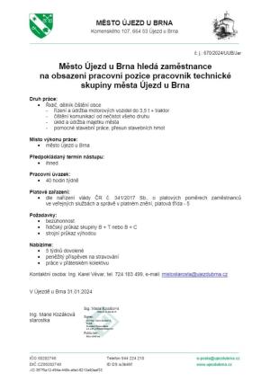 pracovník technické skupiny města Újezd u Brna